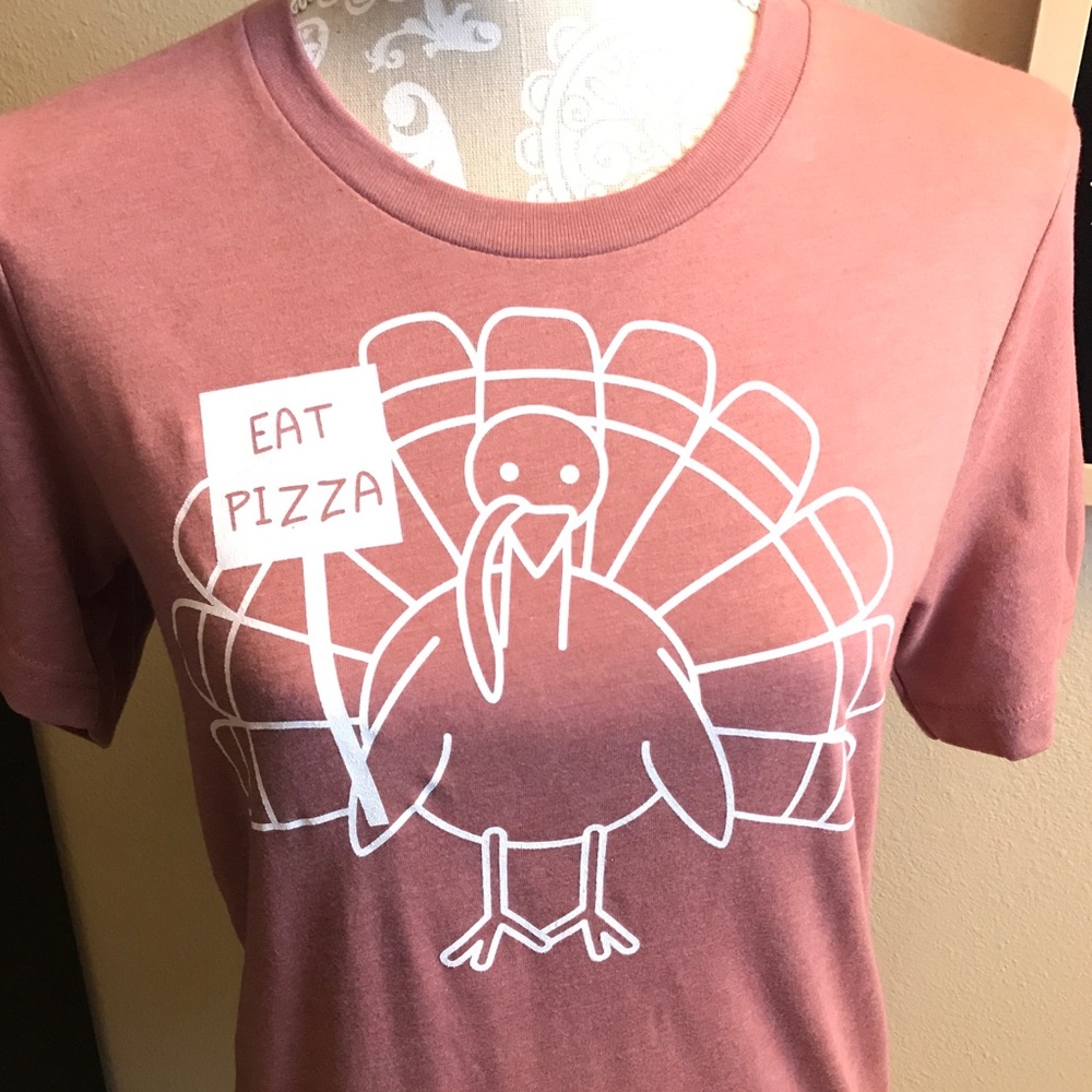 Turkey with "Eat Pizza" Sign